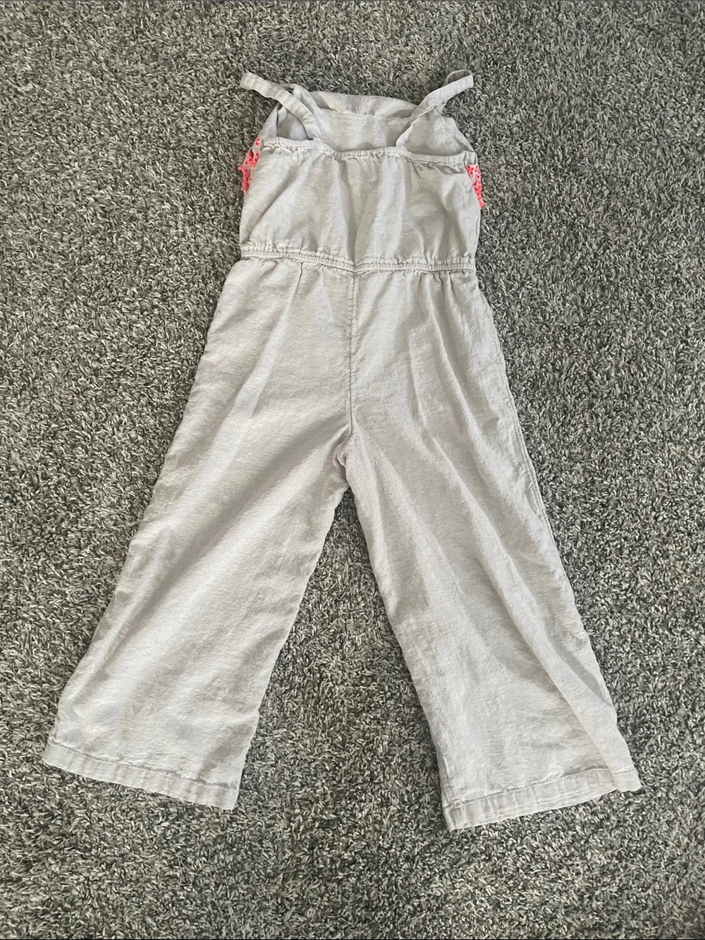 Old Navy Gray Jumpsuit with Pink Eyelet Trim